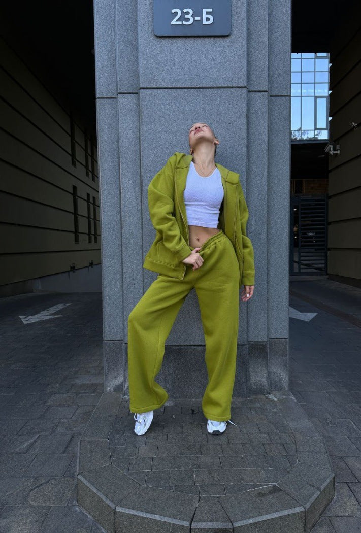 Damer Sportigt Hoodie-set med löst snitt och bekväma joggingsbyxor Mirla-Eva Jonsson