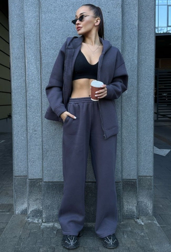 Damer Sportigt Hoodie-set med löst snitt och bekväma joggingsbyxor Mirla-Eva Jonsson
