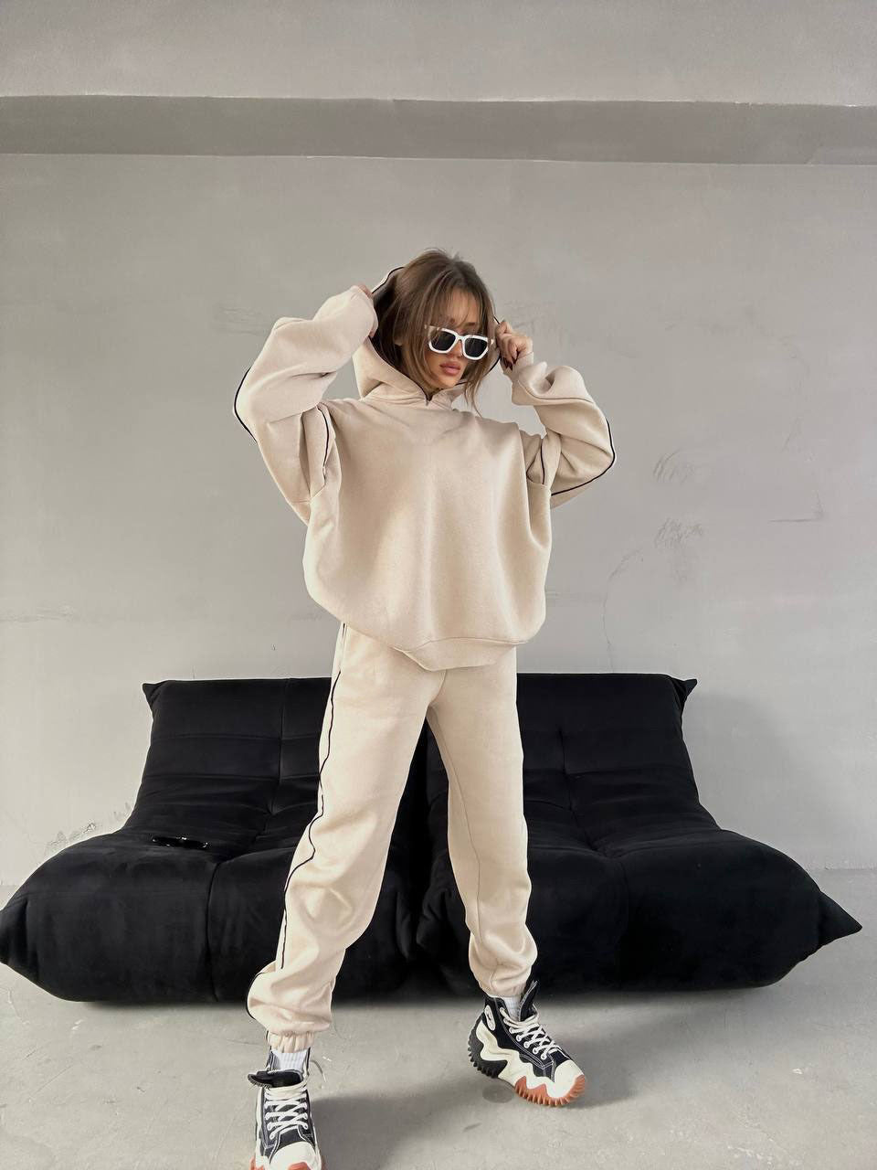Damer Sportigt Hoodie-set med vid passform i mjukt material Mirla-Eva Jonsson