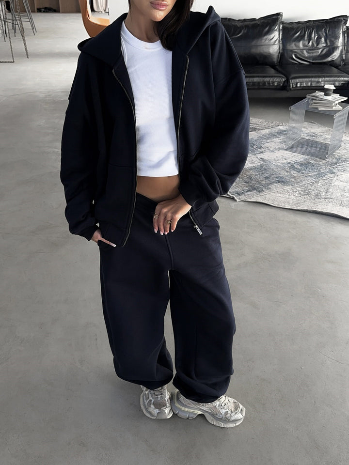 Damer Sportigt Lounge-set med bekväm hoodiejacka och vida byxor Mirla-Eva Jonsson