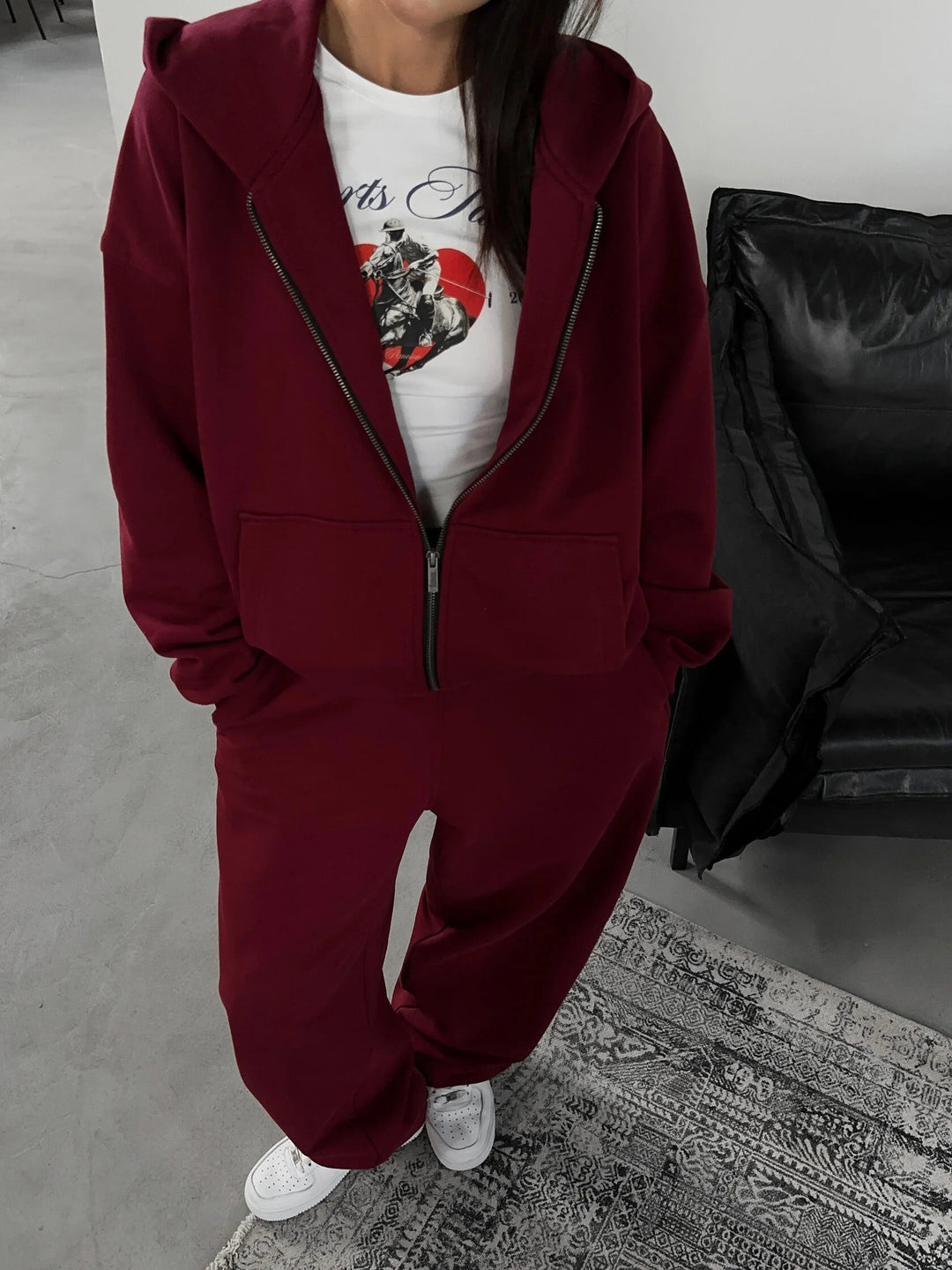 Damer Sportigt Lounge-set med bekväm hoodiejacka och vida byxor Mirla-Eva Jonsson