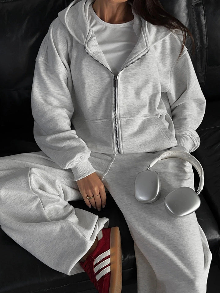 Damer Sportigt Lounge-set med bekväm hoodiejacka och vida byxor Mirla-Eva Jonsson