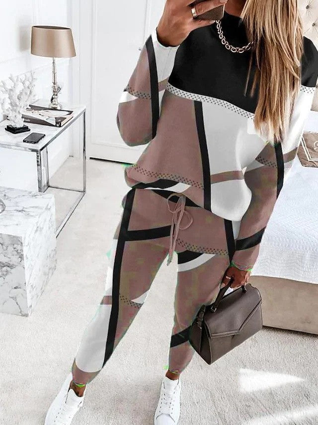 Damer Sportigt Loungewear-set med modern geometrisk design Mirla-Eva Jonsson