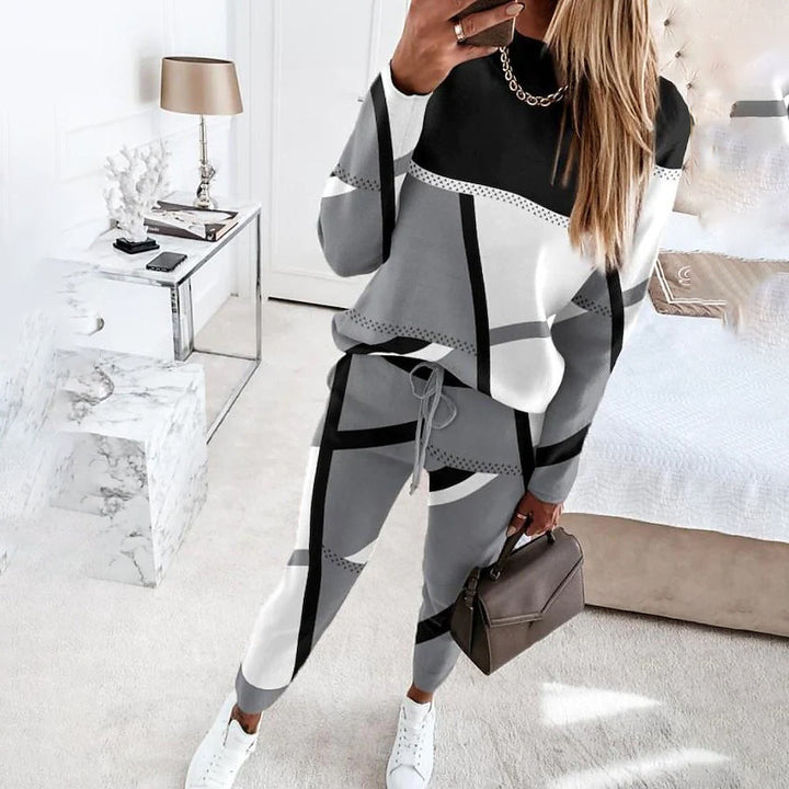 Damer Sportigt Loungewear-set med modern geometrisk design Mirla-Eva Jonsson