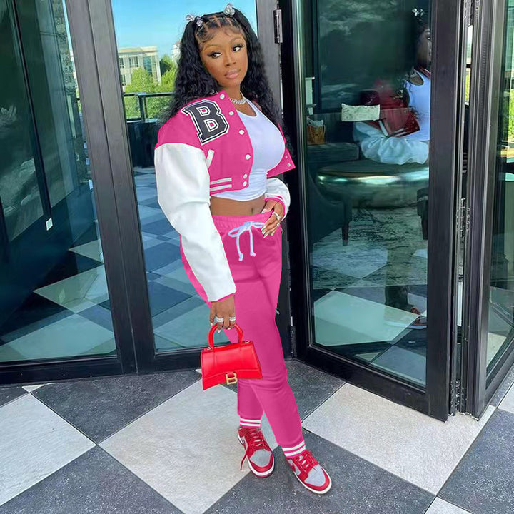 Damer Sportigt Oversized Fritidsset med Cropped Jacka och Joggingbyxor Mirla-Eva Jonsson