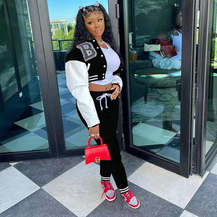 Damer Sportigt Oversized Fritidsset med Cropped Jacka och Joggingbyxor Mirla-Eva Jonsson