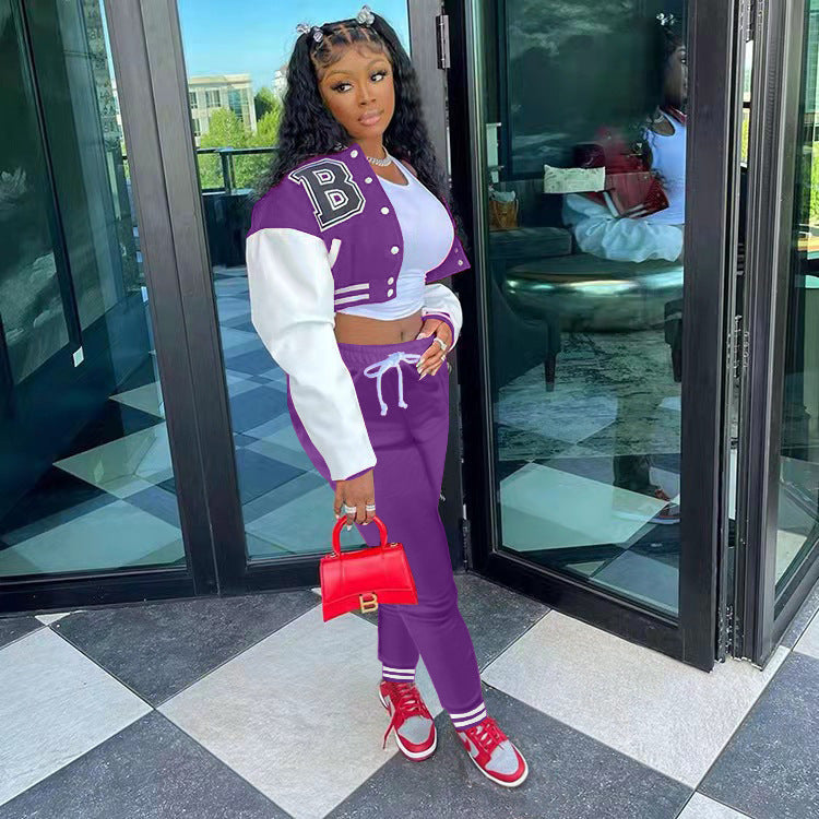 Damer Sportigt Oversized Fritidsset med Cropped Jacka och Joggingbyxor Mirla-Eva Jonsson