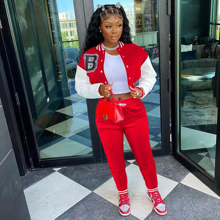Damer Sportigt Oversized Fritidsset med Cropped Jacka och Joggingbyxor Mirla-Eva Jonsson