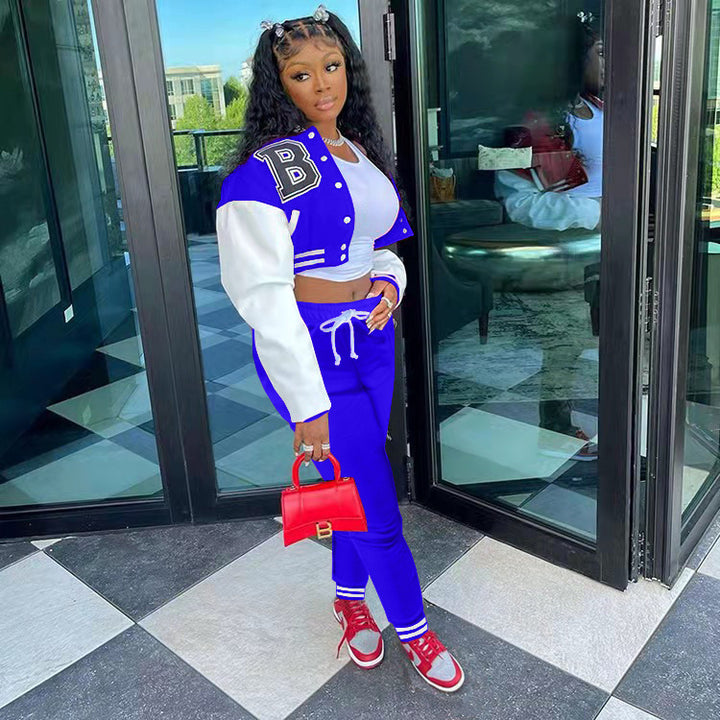 Damer Sportigt Oversized Fritidsset med Cropped Jacka och Joggingbyxor Mirla-Eva Jonsson