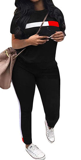 Damer Sportigt Set av T-shirt med kort ärm och joggingbyxor Eva Jonsson-Eva Jonsson