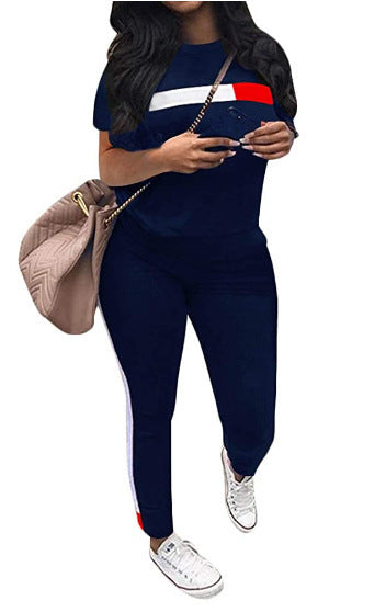 Damer Sportigt Set av T-shirt med kort ärm och joggingbyxor Eva Jonsson-Eva Jonsson
