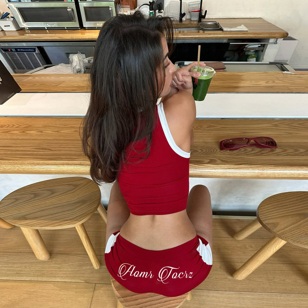 Damer Sportigt Set med Crop-Top och korta Shorts Mirla-Eva Jonsson