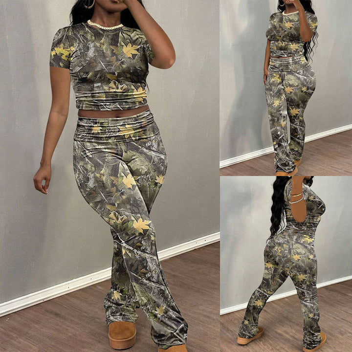 Damer Sportigt Set med trendigt camouflage-mönster och elastisk midja Mirla-Eva Jonsson