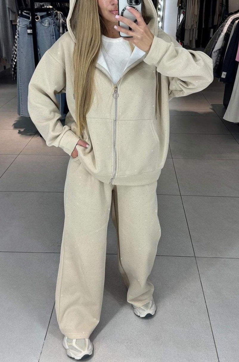 Damer Sportigt Sweat-Outfit med huva och lös passform Mirla-Eva Jonsson