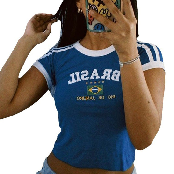 Damer Sportigt T-shirt med brasiljanskt motiv och sportig passform Mirla-Eva Jonsson