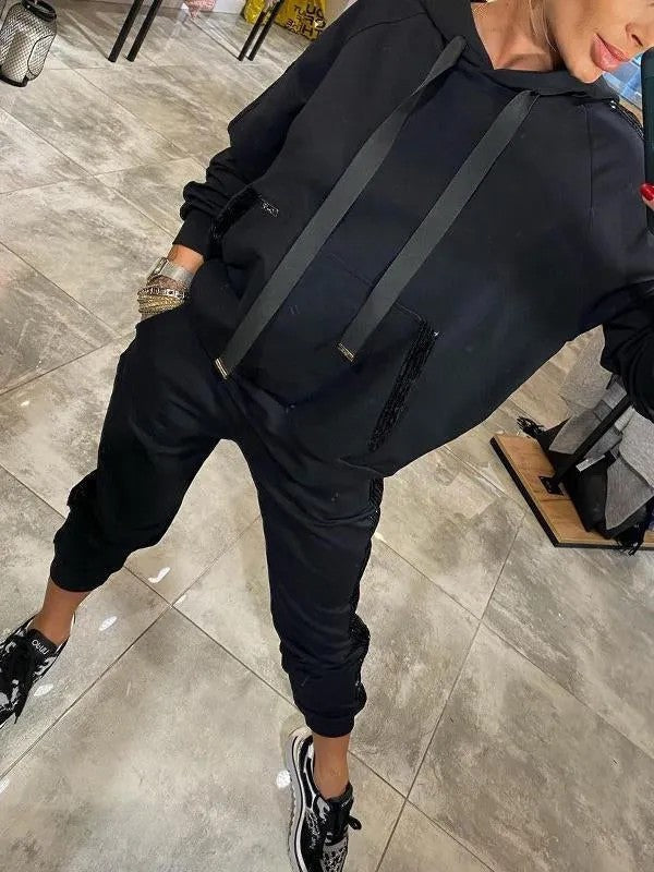 Damer Sportigt Tvådelat Set med Hoodie och Joggingbyxor Eva Jonsson-Eva Jonsson