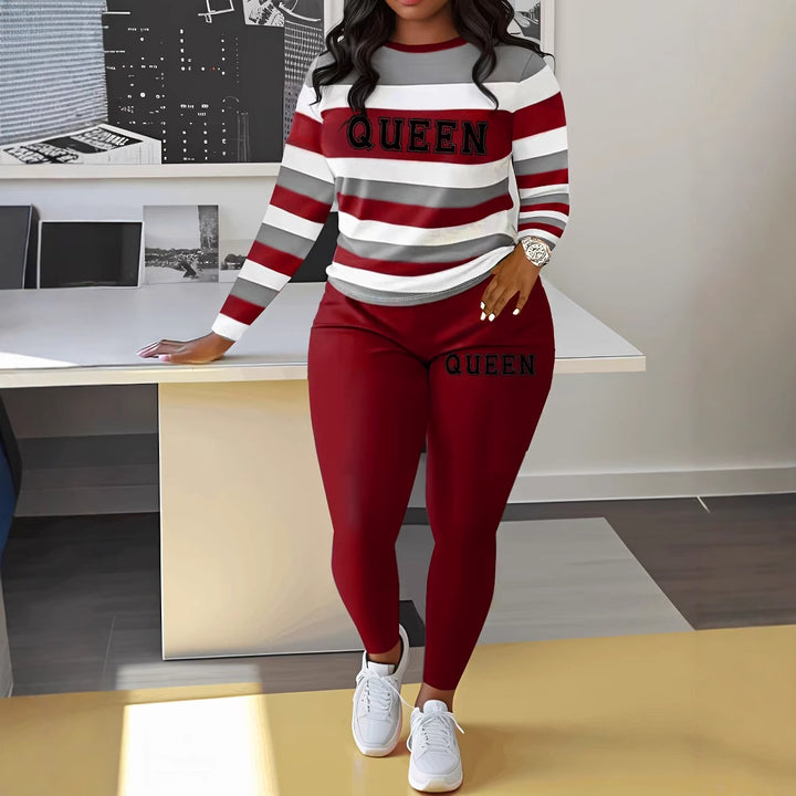 Damer Sportigt Tvådelat Set med Randig Topp och Leggings Mirla-Eva Jonsson