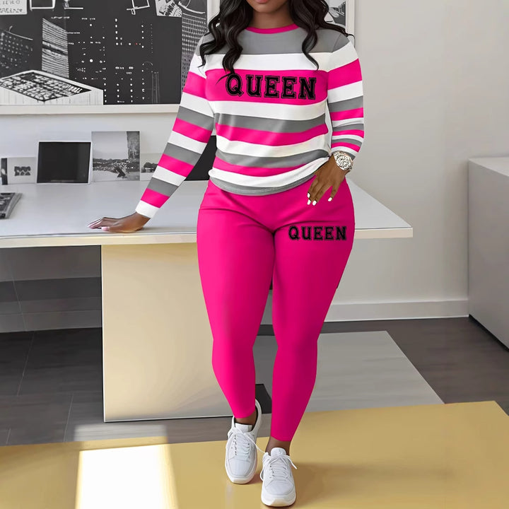 Damer Sportigt Tvådelat Set med Randig Topp och Leggings Mirla-Eva Jonsson