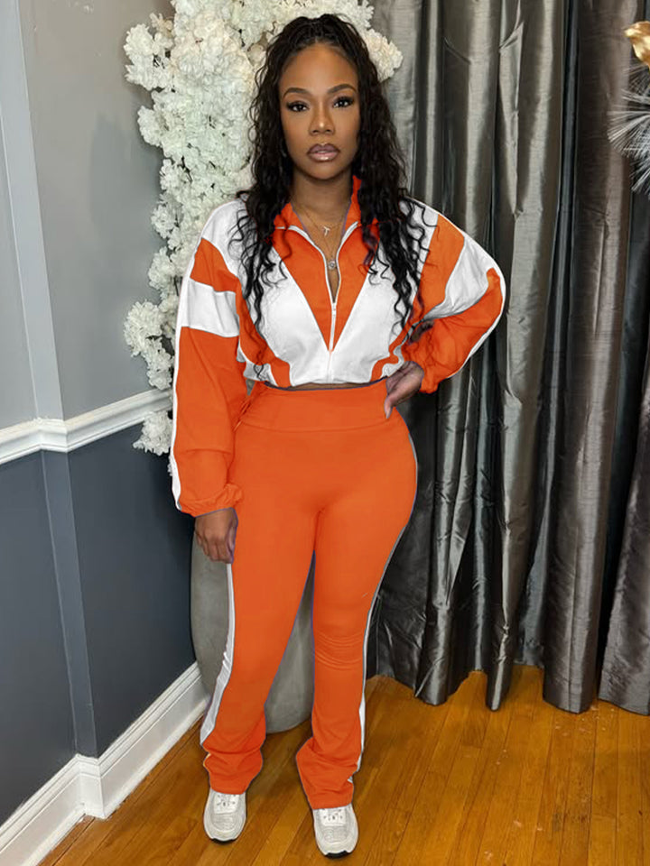 Damer Sportigt Tvådelat Set med cropped Jacka och figurnära Leggings Mirla-Eva Jonsson