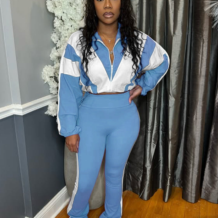 Damer Sportigt Tvådelat Set med cropped Jacka och figurnära Leggings Mirla-Eva Jonsson