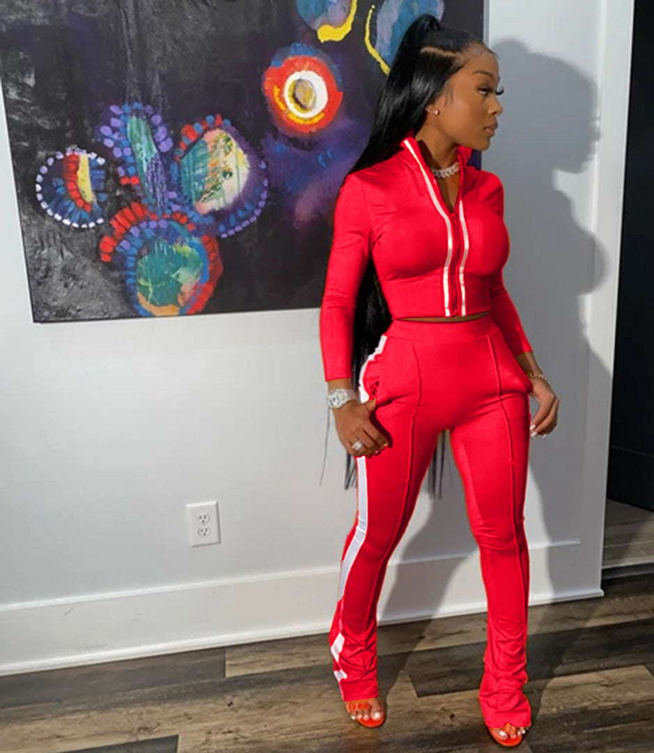 Damer Sportigt Tvådelat Set med högkvalitativ dragkedja Eva Jonsson-Eva Jonsson