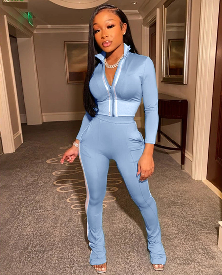 Damer Sportigt Tvådelat Set med högkvalitativ dragkedja Eva Jonsson-Eva Jonsson