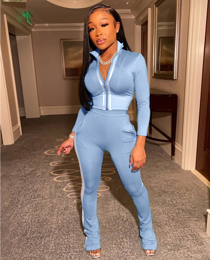 Damer Sportigt Tvådelat Set med högkvalitativ dragkedja Eva Jonsson-Eva Jonsson