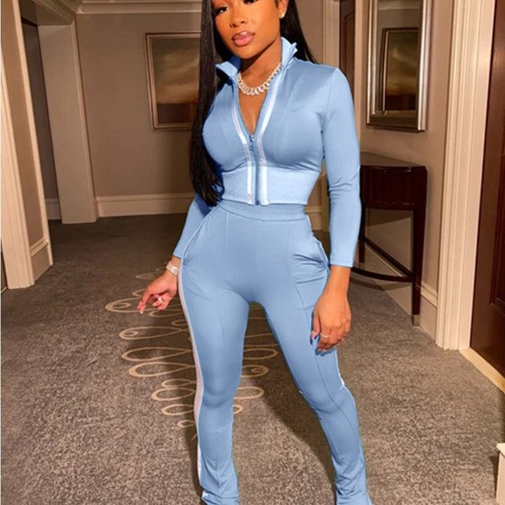 Damer Sportigt Tvådelat Set med högkvalitativ dragkedja Eva Jonsson-Eva Jonsson