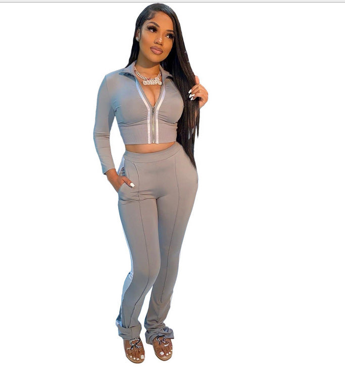 Damer Sportigt Tvådelat Set med högkvalitativ dragkedja Eva Jonsson-Eva Jonsson