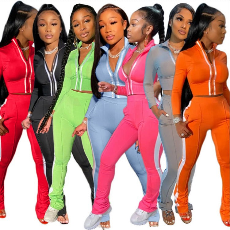 Damer Sportigt Tvådelat Set med högkvalitativ dragkedja Eva Jonsson-Eva Jonsson