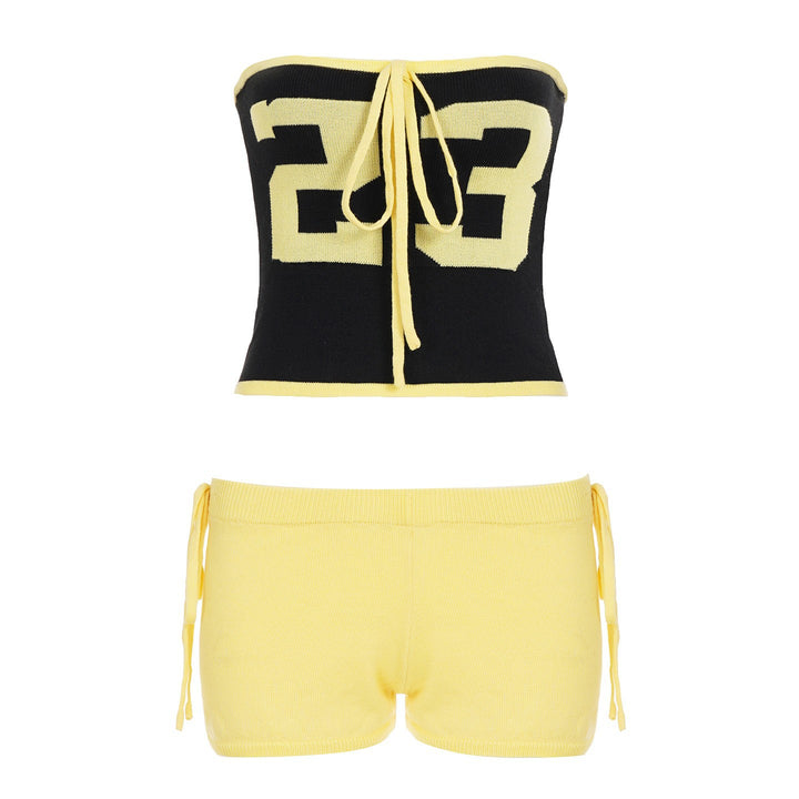 Damer Sportigt bandeau-top med trendiga mini-shorts Mirla-Eva Jonsson