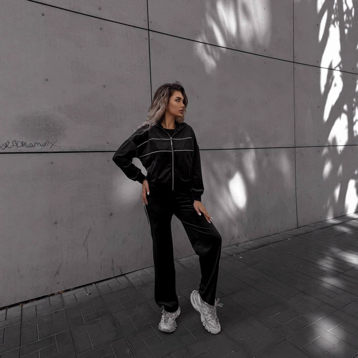 Damer Sportigt fleece-set med dragkedja och huva Eva Jonsson-Eva Jonsson