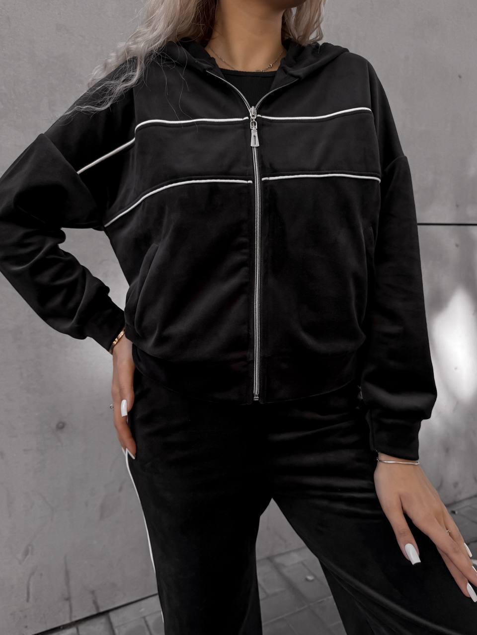 Damer Sportigt fleece-set med dragkedja och huva Eva Jonsson-Eva Jonsson