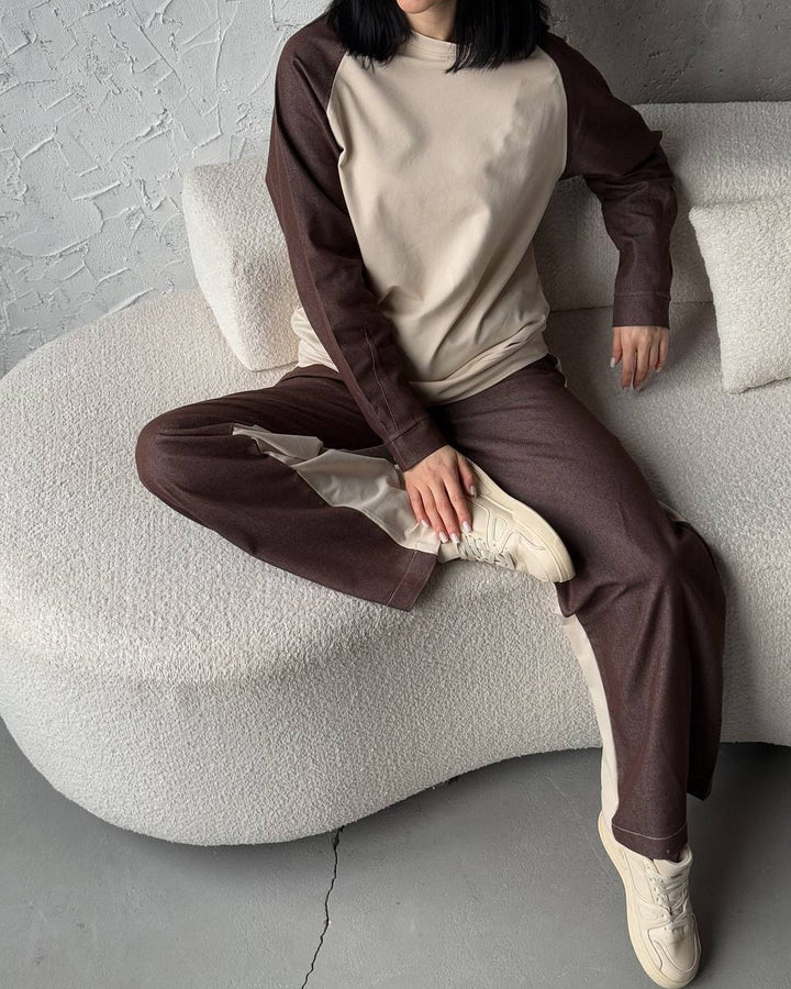 Damer Sportigt fritids-set med kontrasterande ärmar och mjuka material Mirla-Eva Jonsson
