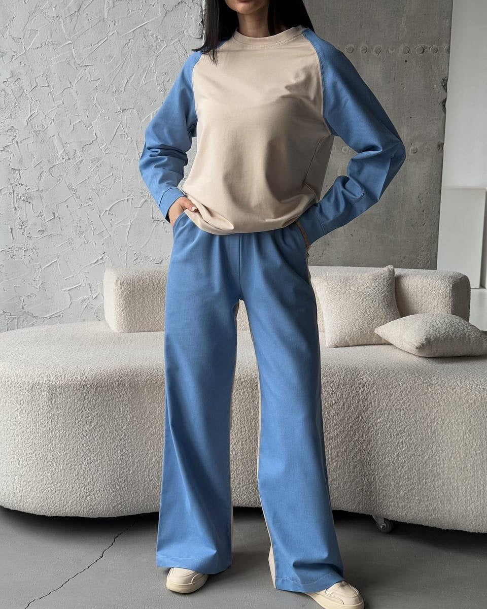 Damer Sportigt fritids-set med kontrasterande ärmar och mjuka material Mirla-Eva Jonsson