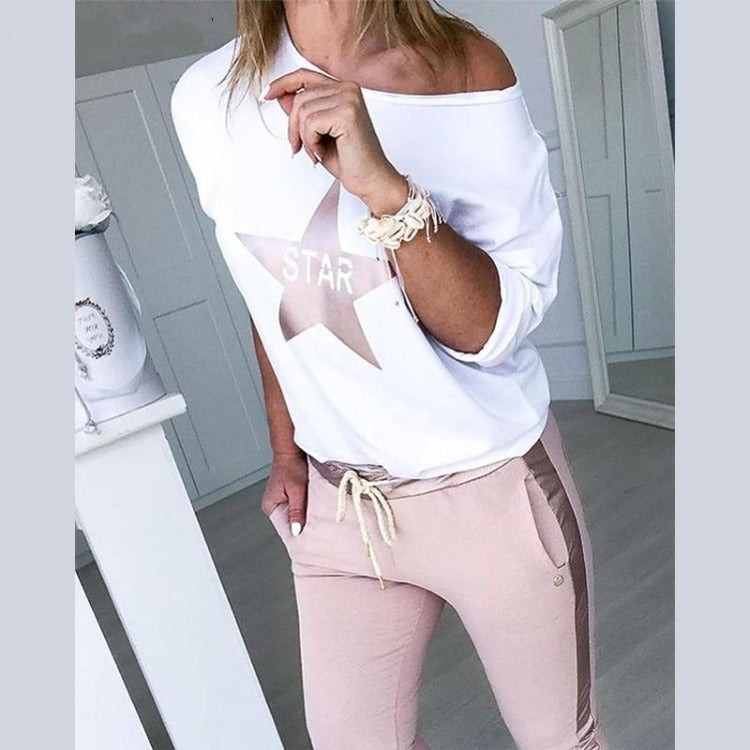 Damer Sportigt set med avslappnad crop-top och bekväma leggings Mirla-Eva Jonsson