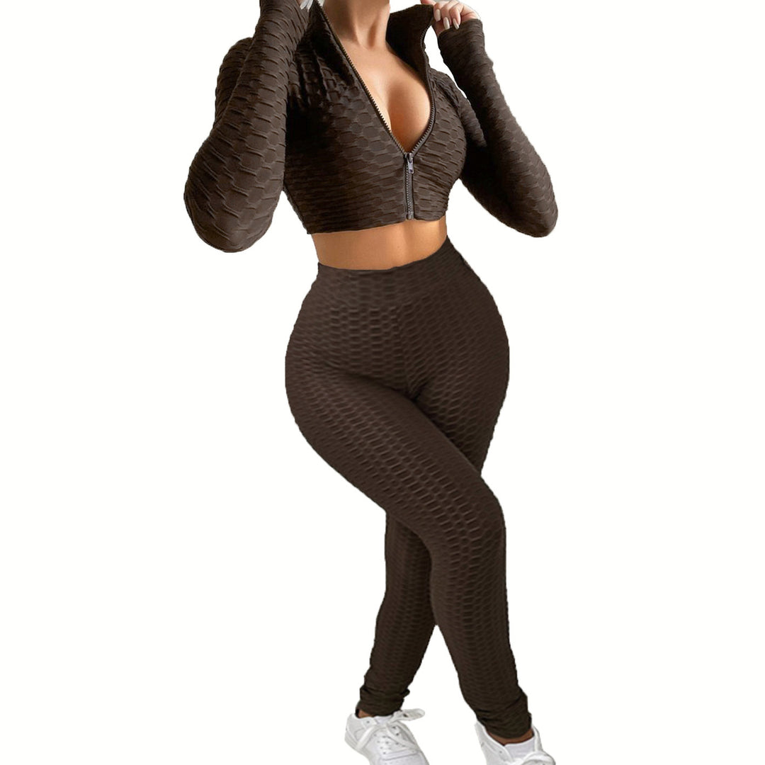 Damer Sportigt set med strukturerad topp och leggings Mirla-Eva Jonsson