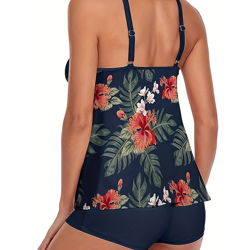 Damer Sportigt tankini-set med blommönster och shorts Mirla-Eva Jonsson