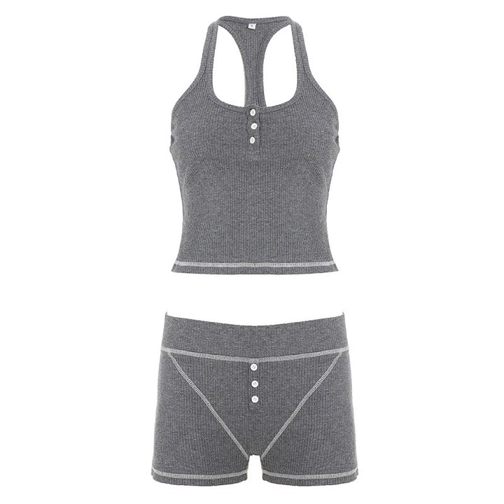 Damer Sportigt topp- och shorts-set i mjukt ribbad material Mirla-Eva Jonsson