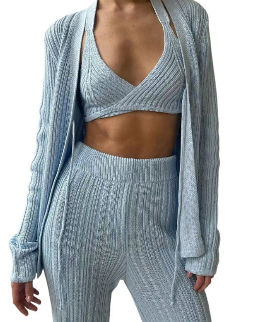 Damer Stickad BH Set med Öppen K Cardigan-Eva Jonsson