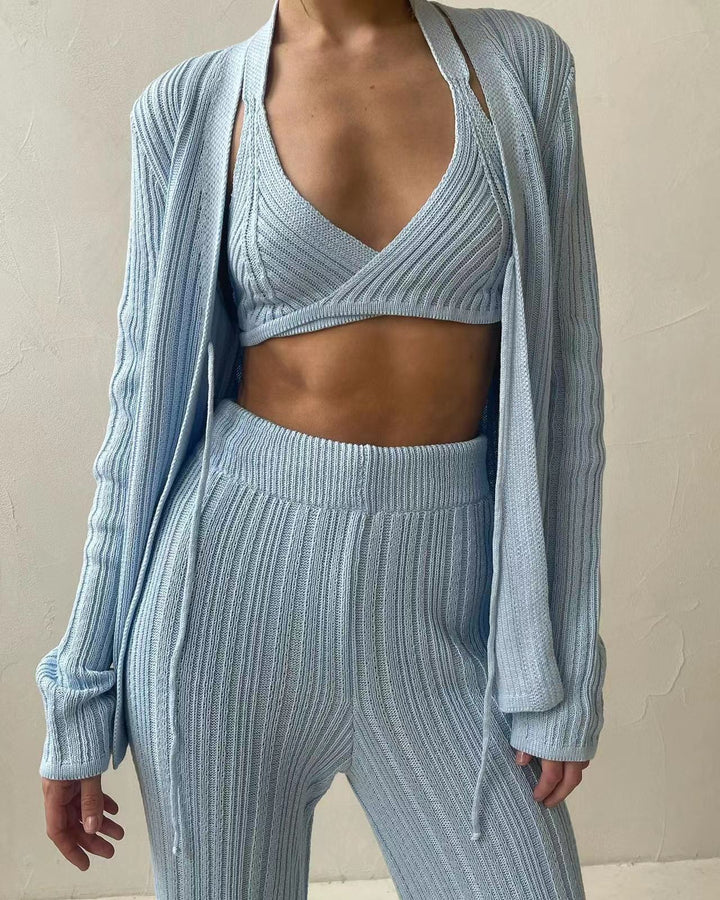 Damer Stickad BH Set med Öppen K Cardigan-Eva Jonsson