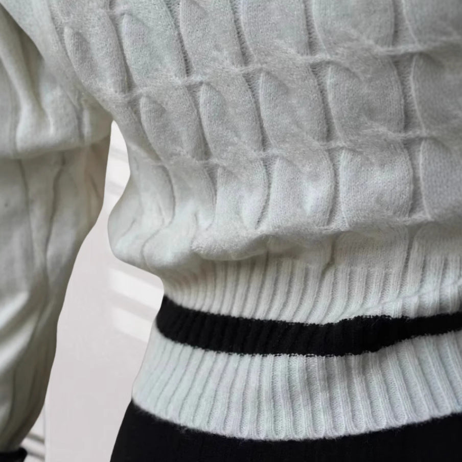 Damer Stickad Crop Top med moderiktigt Flätmönster Mirla-Eva Jonsson