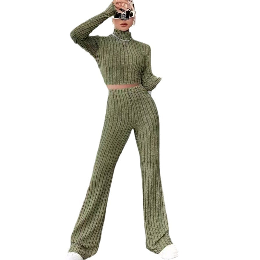 Damer Stickad Crop-Top och Palazzo-byxor Set Mirla-Eva Jonsson