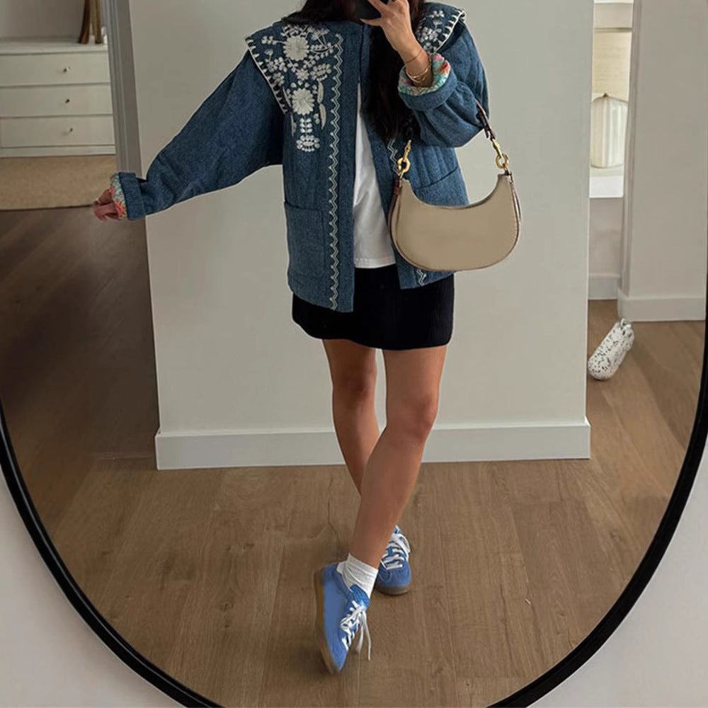 Damer Stickad Denimjacka Mirla-Eva Jonsson