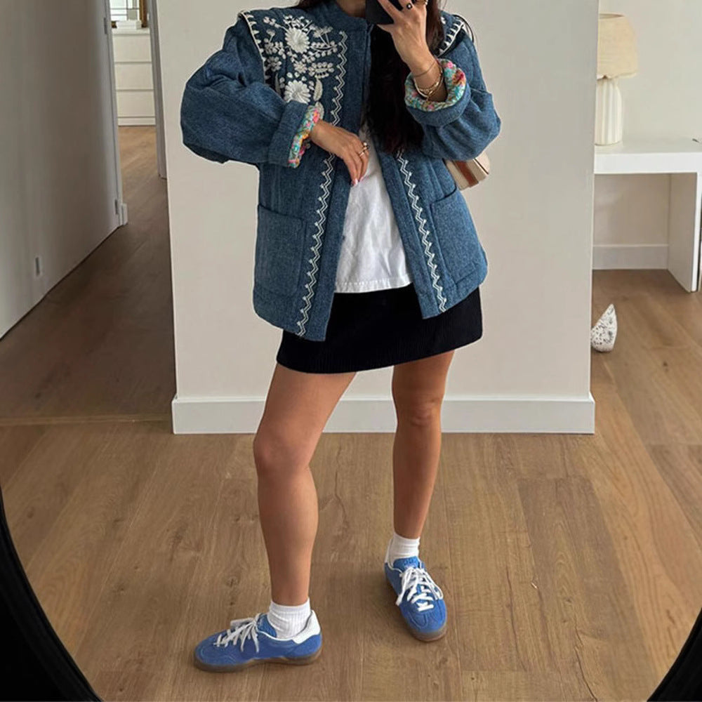 Damer Stickad Denimjacka Mirla-Eva Jonsson