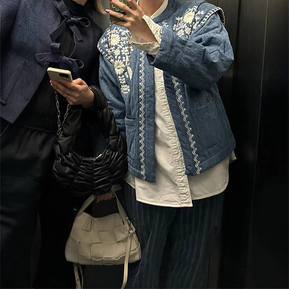 Damer Stickad Denimjacka Mirla-Eva Jonsson