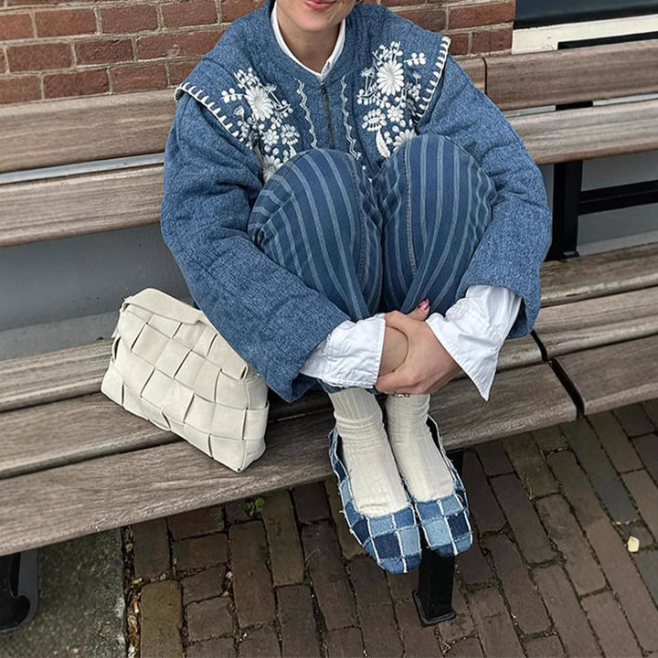 Damer Stickad Denimjacka Mirla-Eva Jonsson