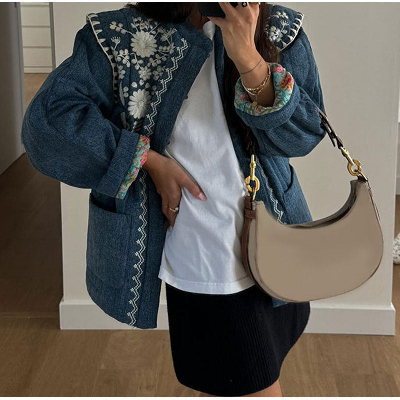 Damer Stickad Denimjacka Mirla-Eva Jonsson