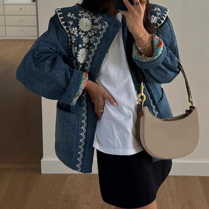 Damer Stickad Denimjacka Mirla-Eva Jonsson