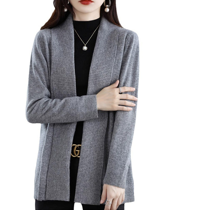Damer Stickad Jacka med Eleganta Ribbstrukturer och Öppen Design Mirla-Eva Jonsson
